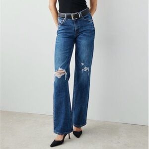 AYR Ranger Blue Distressed Loose Straight Leg Jeans/Denim